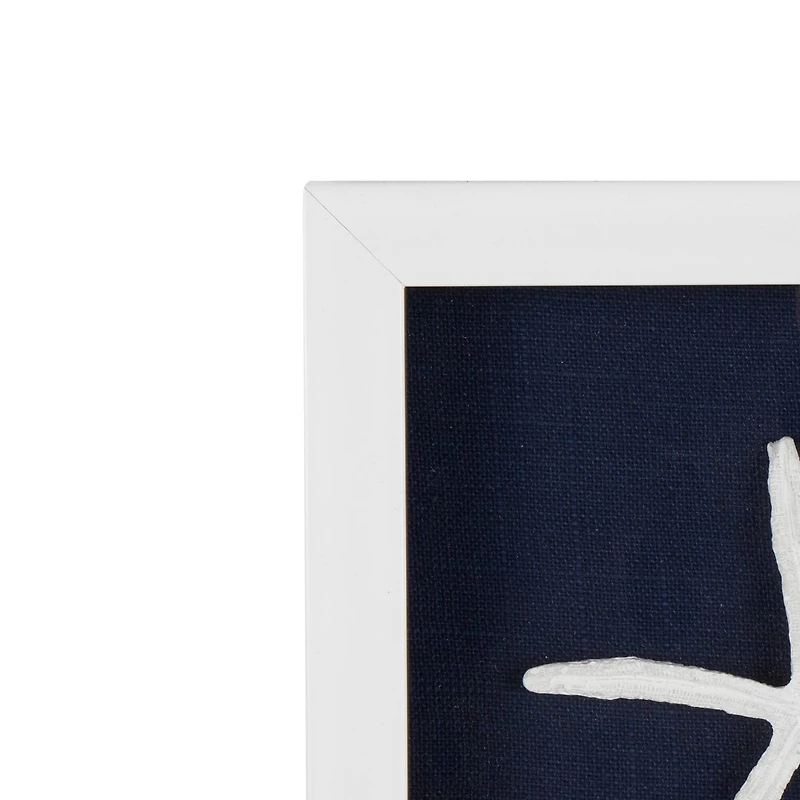 22" x 22" Dark Blue Resin Starfish Cluster Shadow Box with Linen Backing