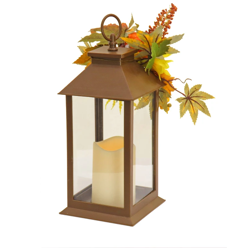 14" Harvest Lantern Decoration with LED Candle