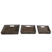 Brown Mango Wood Contemporary Tray Set