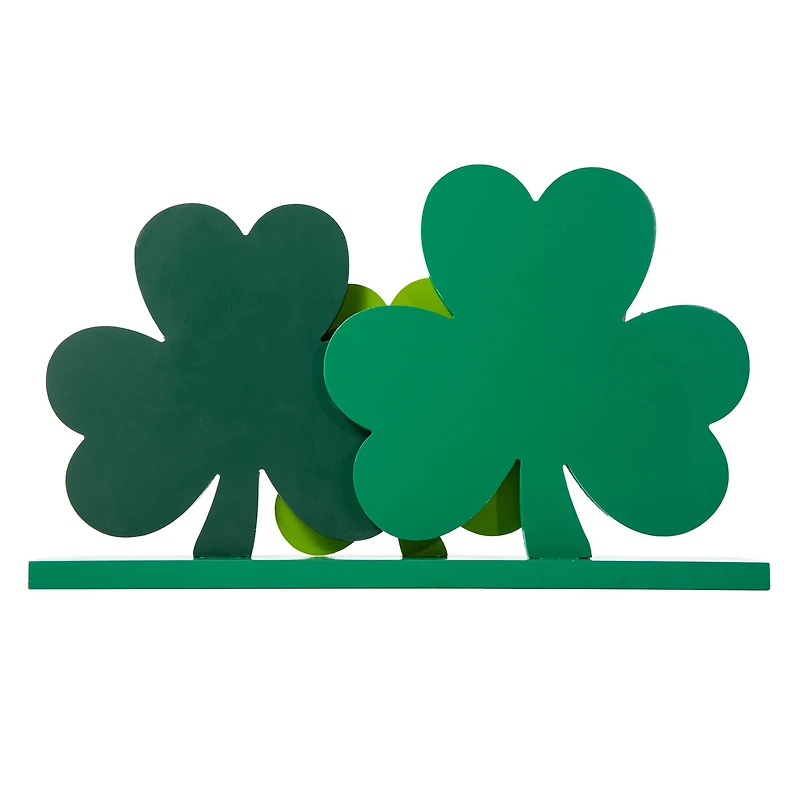 Glitzhome® 16" St. Patrick's Wooden Shamrocks Table Décor