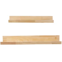 The Novogratz Light Brown Wood 2 Shelves Wall Shelf with Lip Set of 2 18", 24"