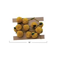 Hello Honey® 6ft. Mustard Pom Poms with Green Felt Leaves Garland