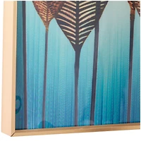 CosmoLiving by Cosmopolitan Blue Porcelain Leaf Framed Wall Art with Gold Aluminum Frame 71" x 2" x 20"