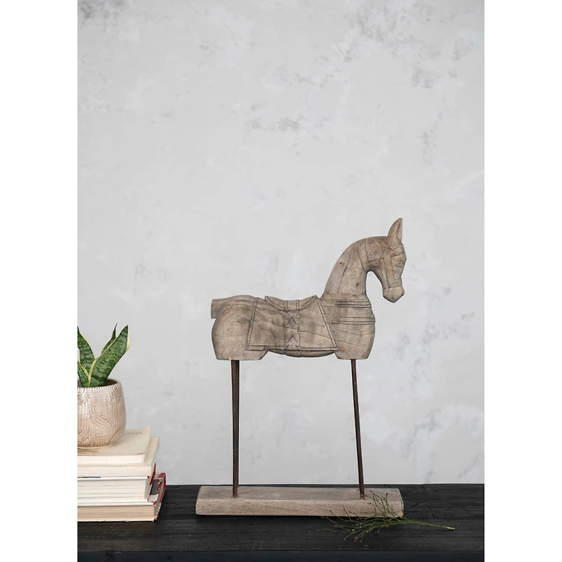 Hello Honey® 22" Distressed Mango Wood Horse Figurine