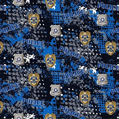 Sykel Police Department Abstract Cotton Fabric