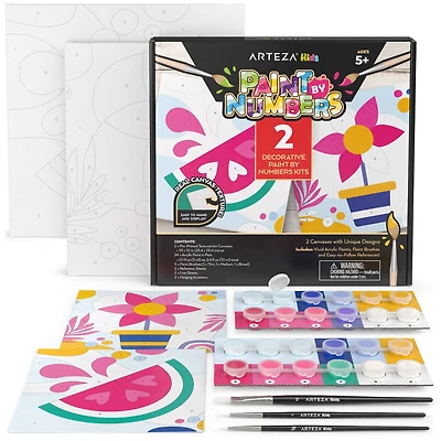 Arteza® Kids Mixed Design Paint by Numbers Kit, 35 pcs