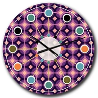 Designart 'Retro Circular Purple And Yellow Pattern Mid-Century Modern Wall Clock