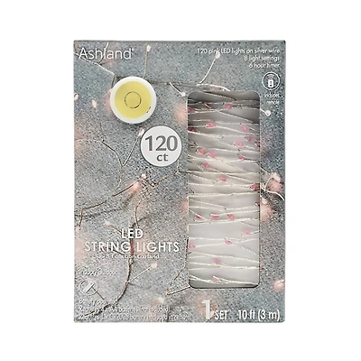 120ct. Pink LED String Lights Garland by Ashland®