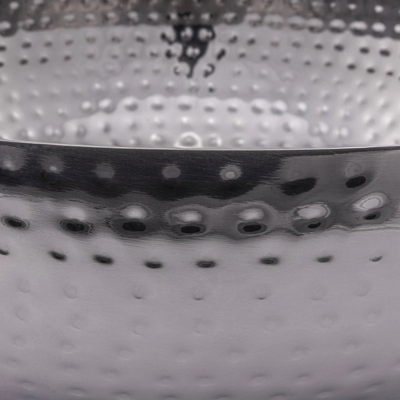 Hello Honey® 14" Oxidized Silver Round Hammered Metal Bowl