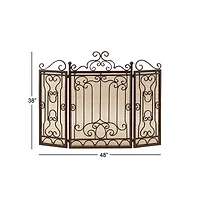 Brown Metal Traditional Fireplace Screen, 38" x 48" x 1"