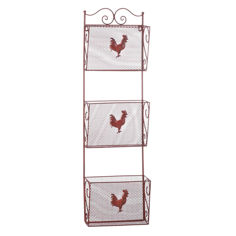 35.5" Red Rooster Triple Basket Organizer