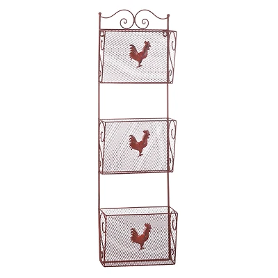 35.5" Red Rooster Triple Basket Organizer