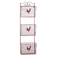 35.5" Red Rooster Triple Basket Organizer