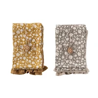 Hello Honey® Yellow & Gray Flower Print & Jute Rope Cotton Decorative Tea Towels Set