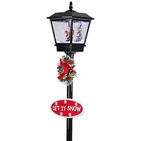 6ft. Black LED Musical Snowing Santa Christmas Street Lamp