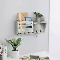 NEX™ Rustic Gray Wall-Mount Mail & Key Holder with 6 Key Hooks and Shelf