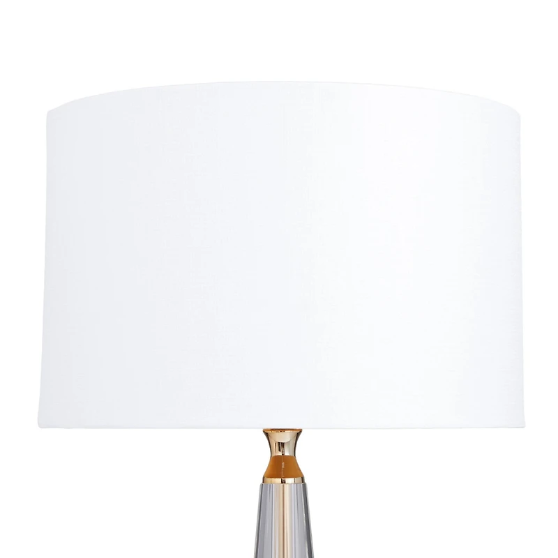 White Linen Traditional Buffet Lamp, 27" x 14" x 14"