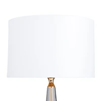 White Linen Traditional Buffet Lamp, 27" x 14" x 14"