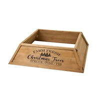 Glitzhome® 40" Natural Wooden Trapezoid Farm Fresh Christmas Tree Collar