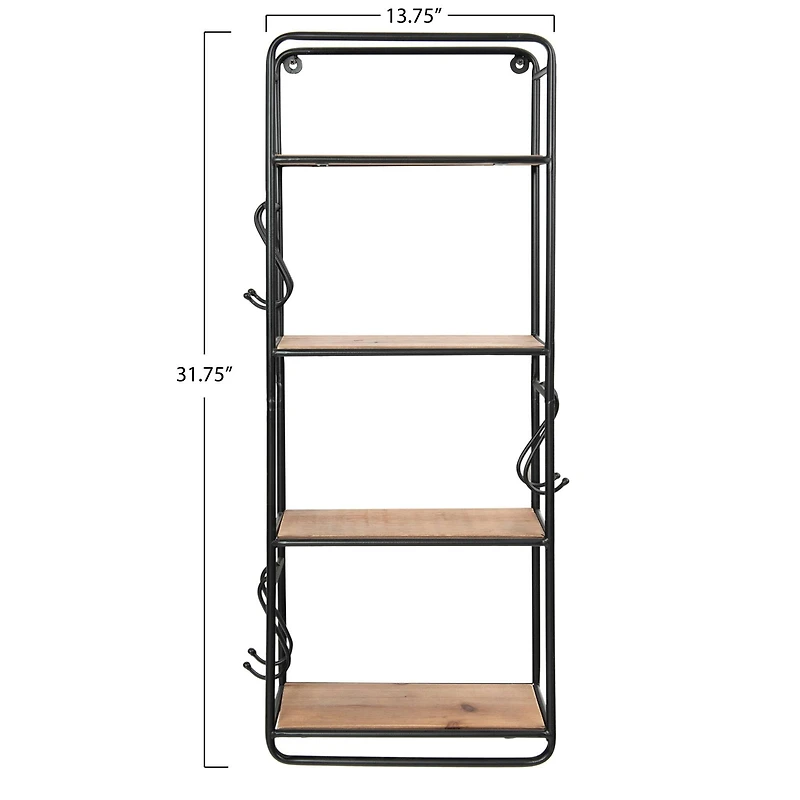 Hello Honey® 32" Metal & Wood Shelf With Hooks
