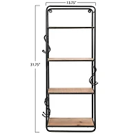 Hello Honey® 32" Metal & Wood Shelf With Hooks