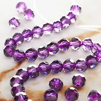 Purple Glass Faceted Round Beads, 6mm by Bead Landing™