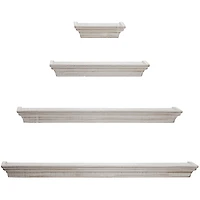 White Floating Shelves with Crown Molding