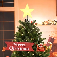 Animated Santa's Sleigh with Banner Tree Topper