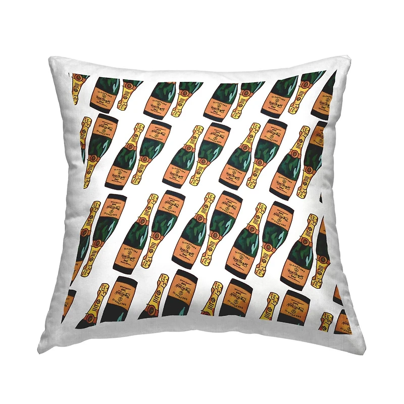 Stupell Industries Upscale Champagne Bottle Glam Pattern Throw Pillow, 18" x 18"