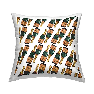Stupell Industries Upscale Champagne Bottle Glam Pattern Throw Pillow, 18" x 18"