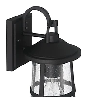 Hello Honey® Nantucket Matte Black Coastal Metal & Glass Wall Mounted Outdoor Lantern Light