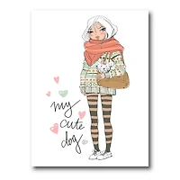 Designart - Cute Girl With Dog
