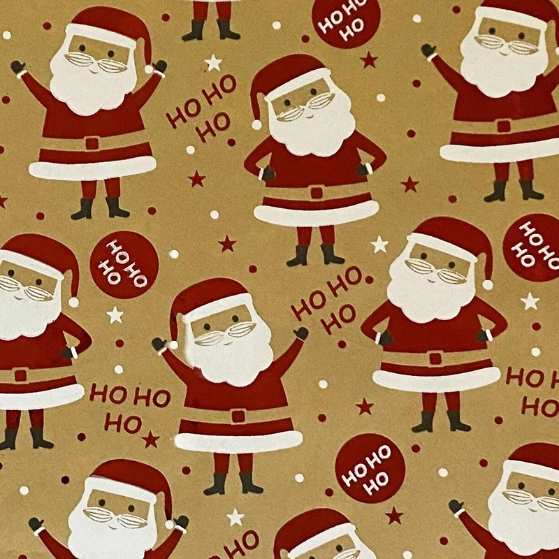 Kraft with Foil Santa Premium Gift Wrap by Celebrate It™