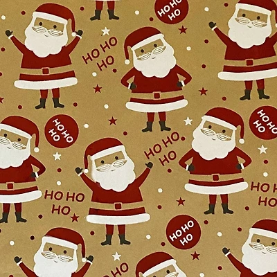 Kraft with Foil Santa Premium Gift Wrap by Celebrate It™