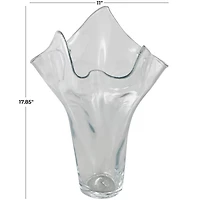 Clear Tulip-Inspired Glass Vase with Wavy Opening