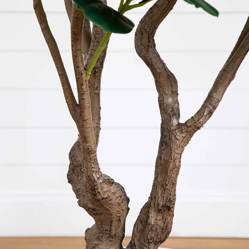 6ft. Artificial Grand Fiddle Leaf Tree in White Decorative Planter
