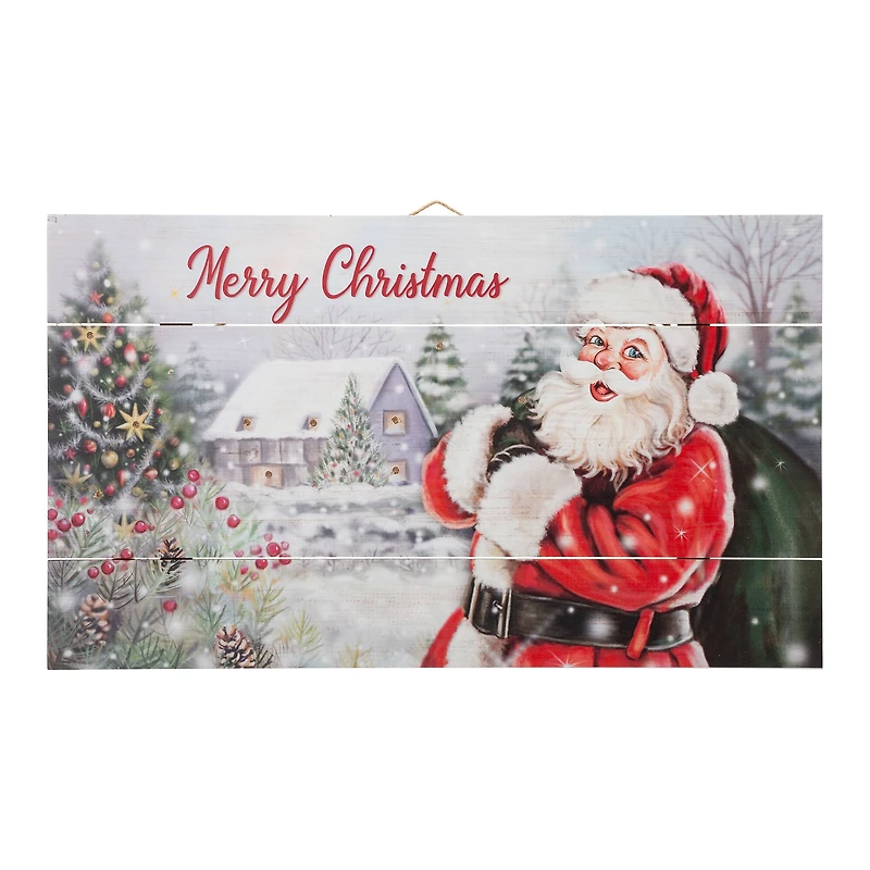 Glitzhome® 24" LED Wooden Santa Wall Décor