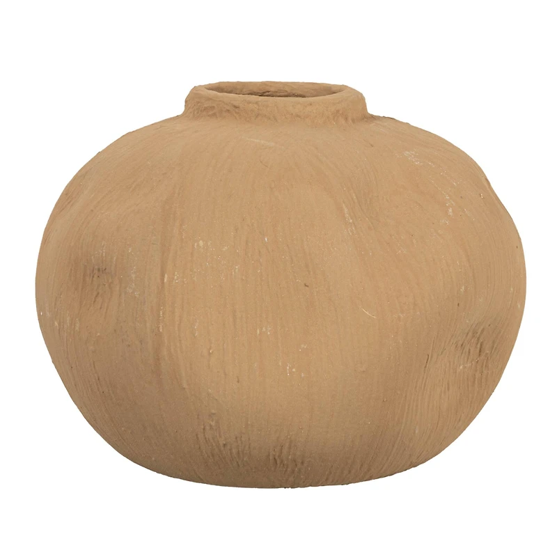 Hello Honey® 5.5" Textured Taupe Pinched Organic Shape Terracotta Vase