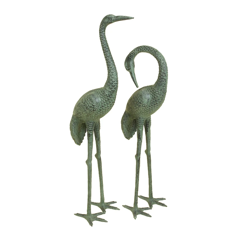 Green Aluminum Coastal Garden Bird Sculpture Set