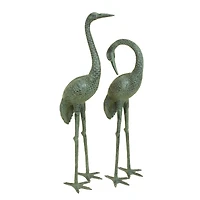 Green Aluminum Coastal Garden Bird Sculpture Set