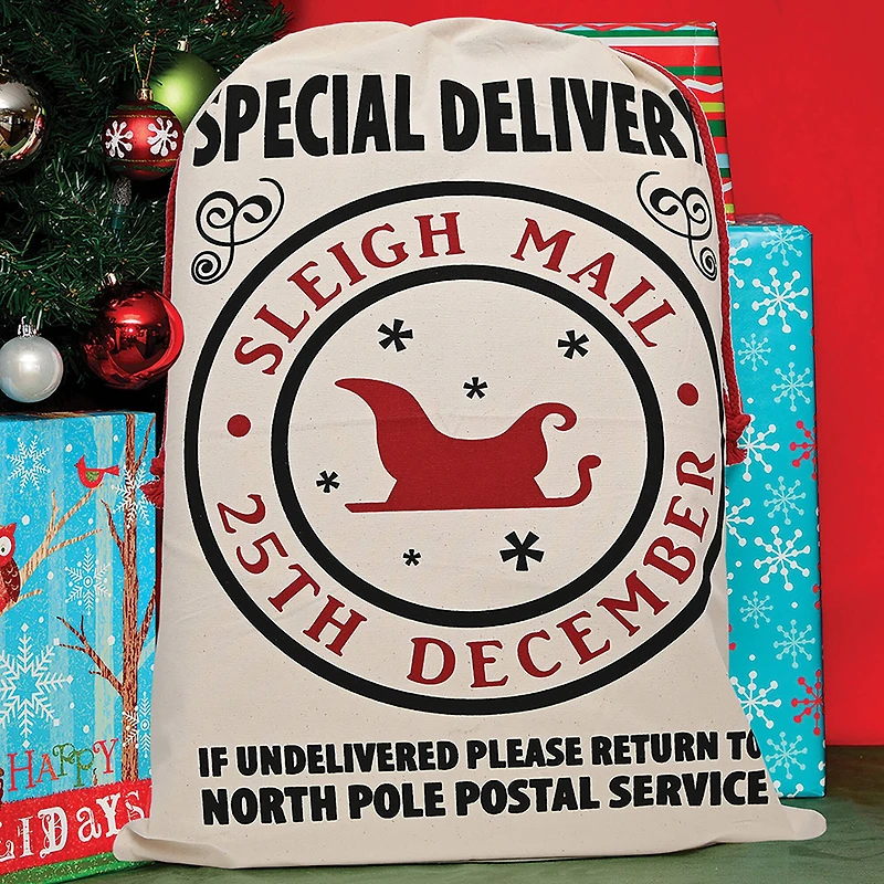 Personality Case™ 19" x 26" Sleigh Mail Cotton Christmas Drawstring Bag