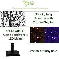 4ft. Orange & Purple LED Pre-Lit Halloween Deluxe Black Twig Artificial Fall Tree