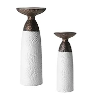 American Art Decor Twin Crucibles 2-Piece Table Top Candle Holder Set in - 15.25" x 4.5