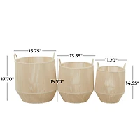 Cotton Handmade Storage Basket with Handles Set of 3 18", 16