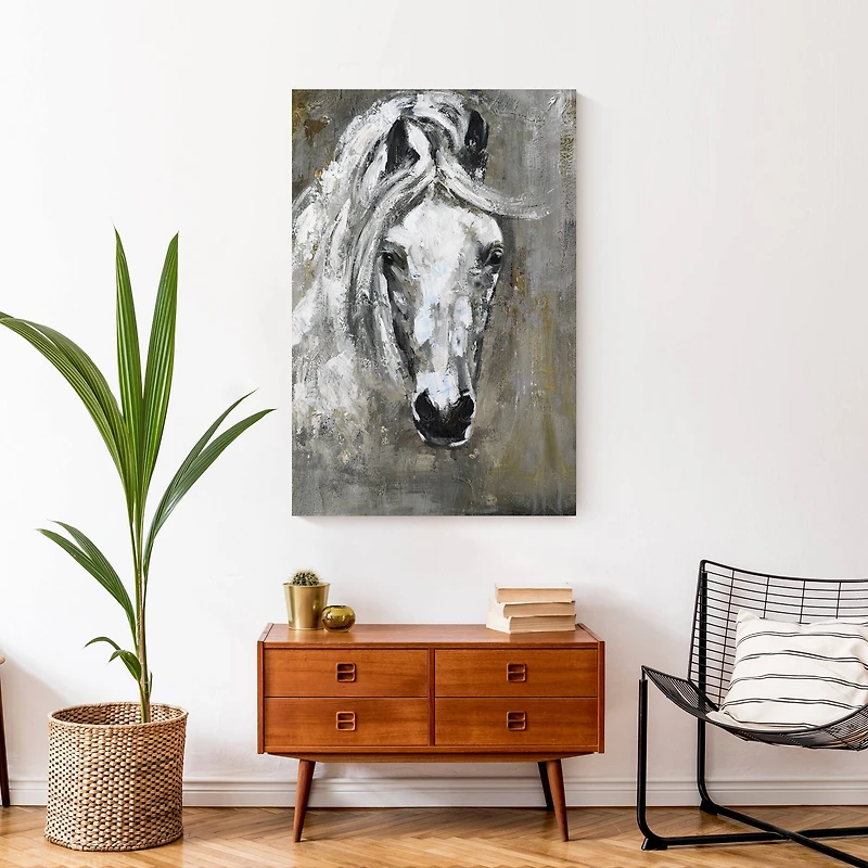 Natural Hand Painted Horse 24" x 36" Canvas Wall Art