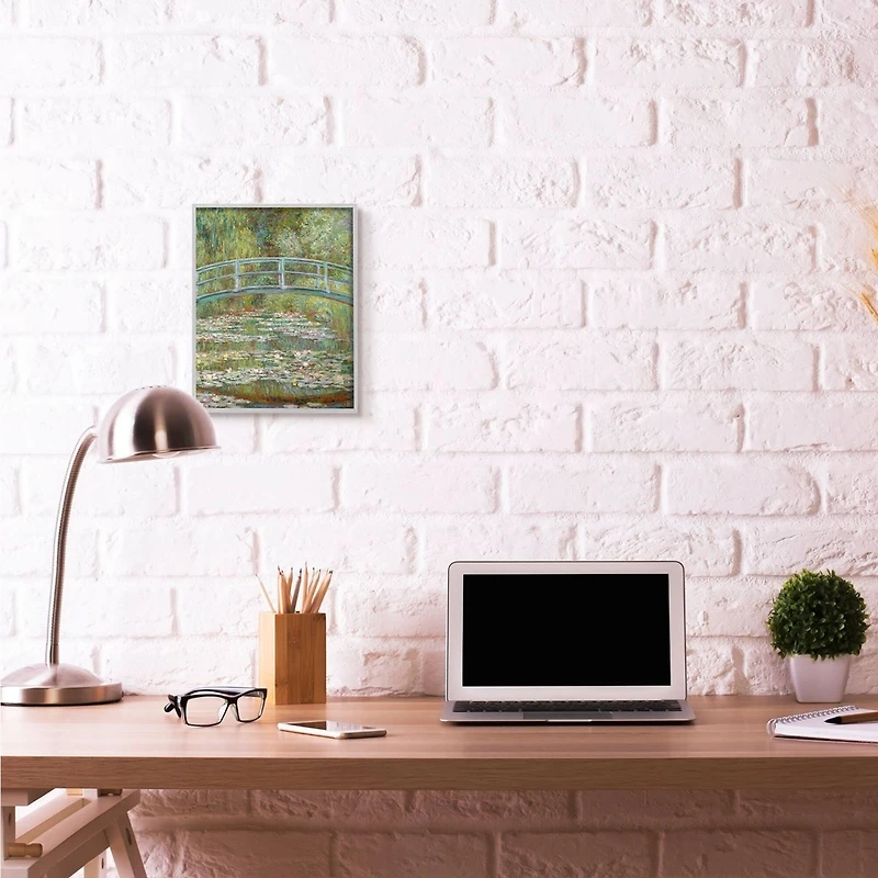 Stupell Industries Bridge Over Lilies Monet with Gray Frame Wall Accent