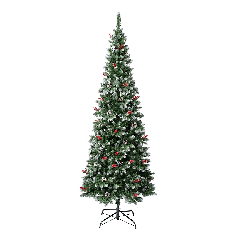 7.5ft. Unlit Slim Cullen Fir Artificial Christmas Tree with Berries and Pinecones