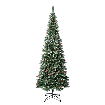 7.5ft. Unlit Slim Cullen Fir Artificial Christmas Tree with Berries and Pinecones