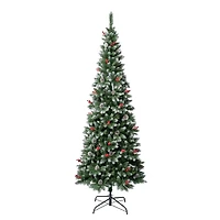7.5ft. Unlit Slim Cullen Fir Artificial Christmas Tree with Berries and Pinecones