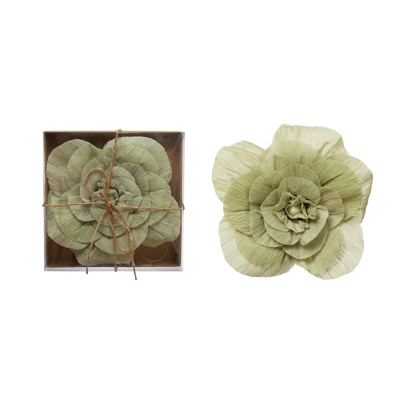 Hello Honey® Green Handmade Paper Camellia Flower Wall Décor